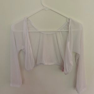 Sheer white mesh shrug